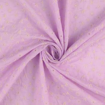Dobby Voile mit Blumenstickerei, flieder